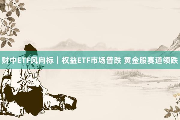 财中ETF风向标｜权益ETF市场普跌 黄金股赛道领跌