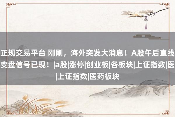 正规交易平台 刚刚，海外突发大消息！A股午后直线跳水，变盘信号已现！|a股|涨停|创业板|各板块|上证指数|医药板块